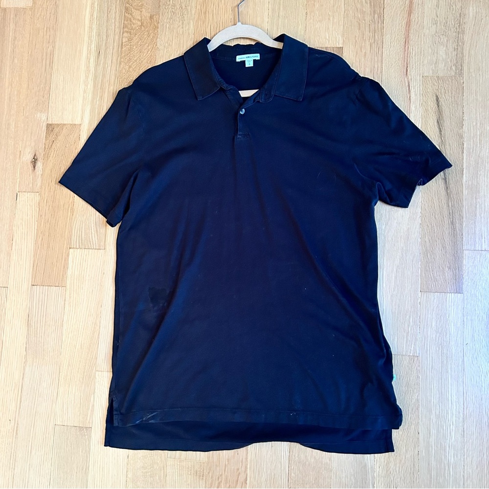 James Perse Black Sueded Jersey Polo Shirt Men’s Size 3